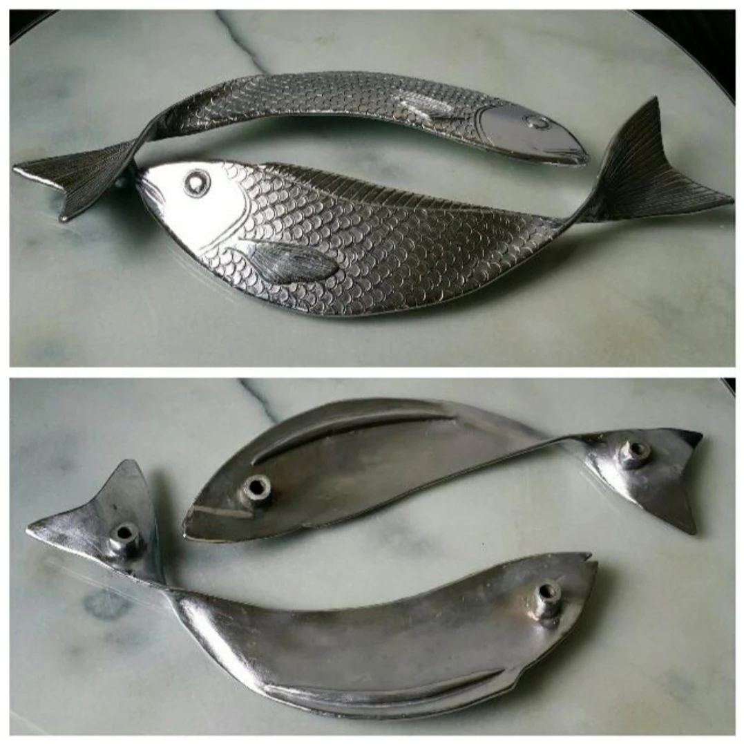 Chrome Fish-Shaped Door Handles - 37cm Length - photo 2