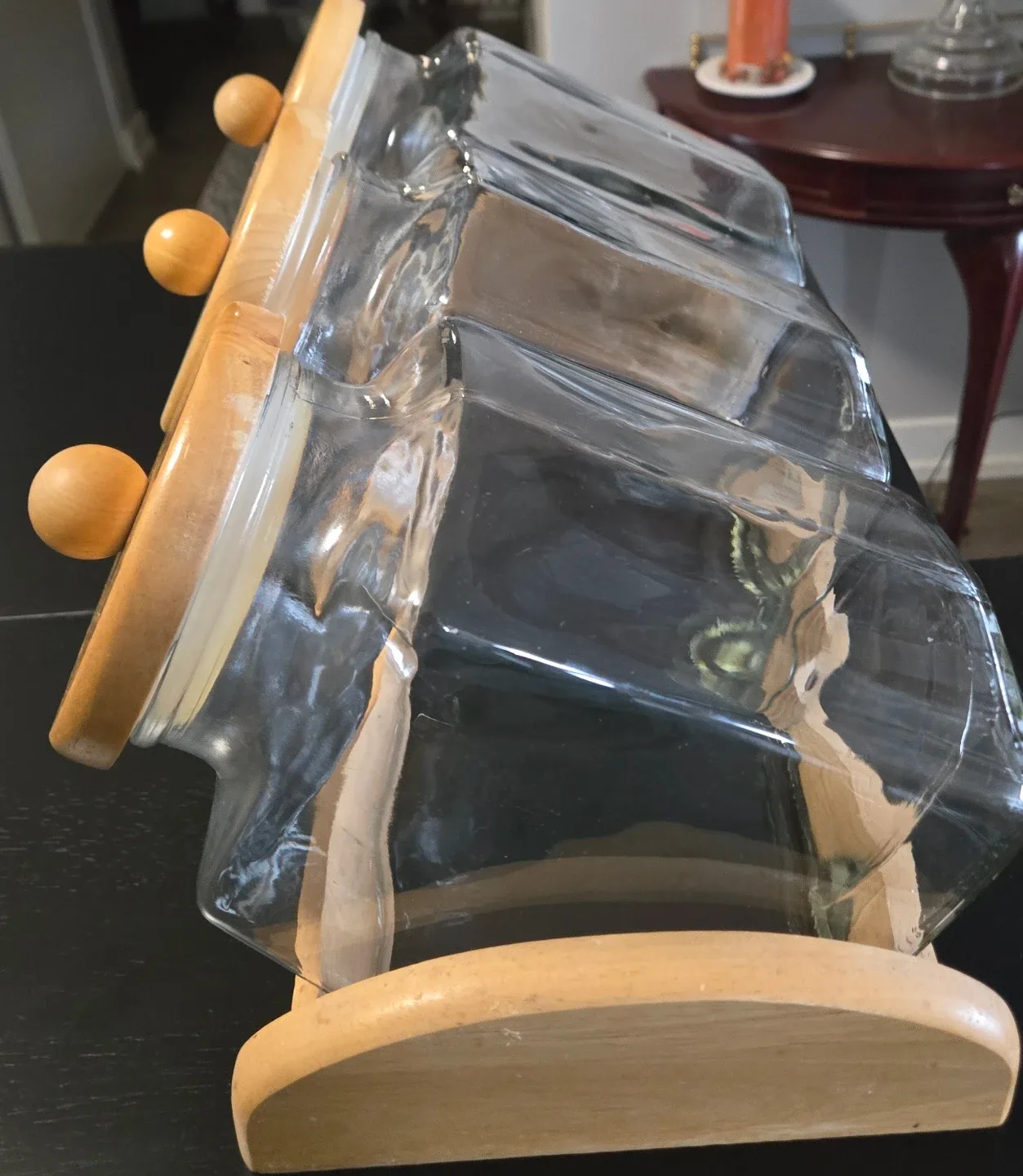 Vintage Glass Cannister Set with Wood Lids image indicator(7)