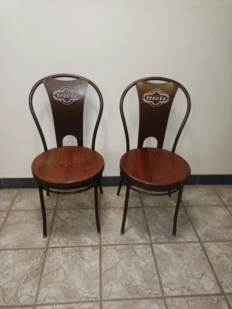 2x Metal/Wood Sturdy Chairs