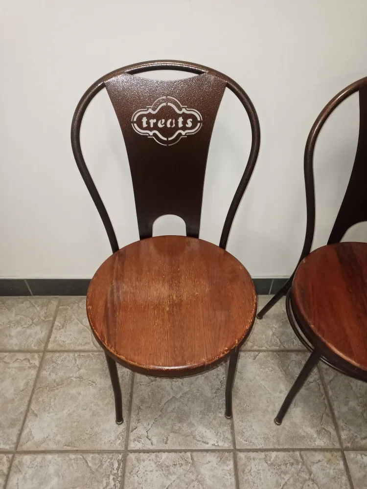 2x Metal/Wood Sturdy Chairs image indicator(2)