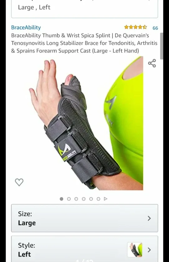 BraceAbility Thumb & Wrist Spica Splint - Large