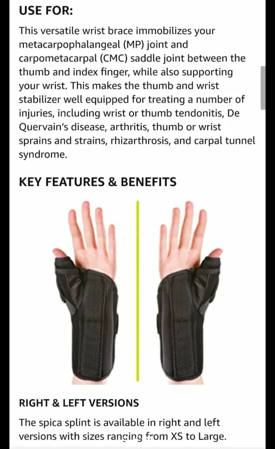 BraceAbility Thumb & Wrist Spica Splint - Large image indicator(3)