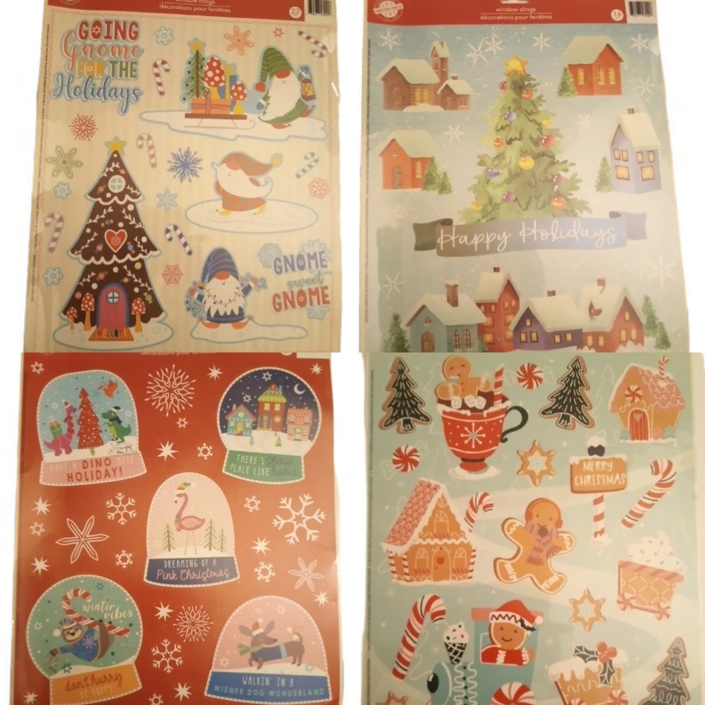 Holiday Window Clings - Gnome & Christmas Designs
