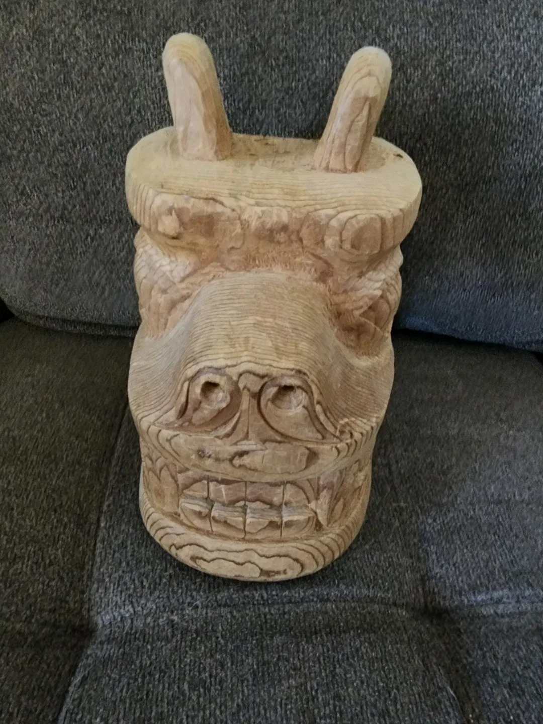 Wooden Carved Face Sculpture thumbnail