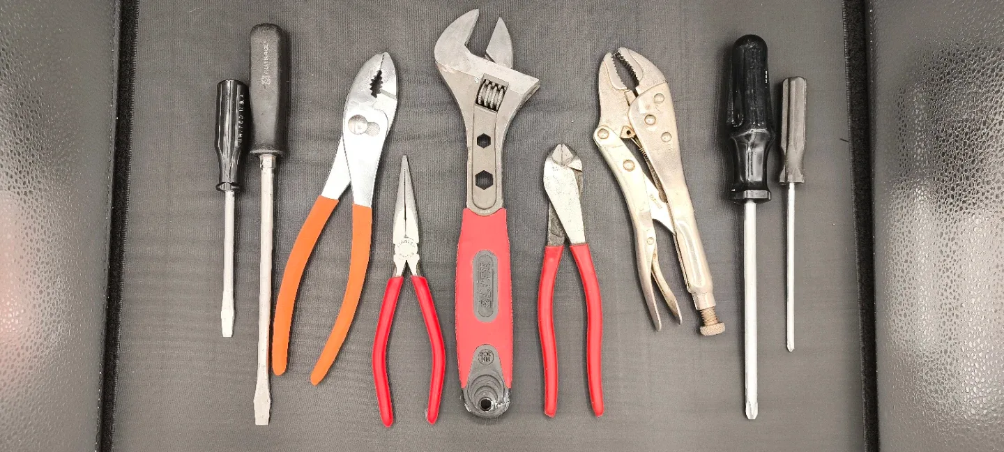 Mixed Tool Set - Screwdrivers, Pliers, Wrench