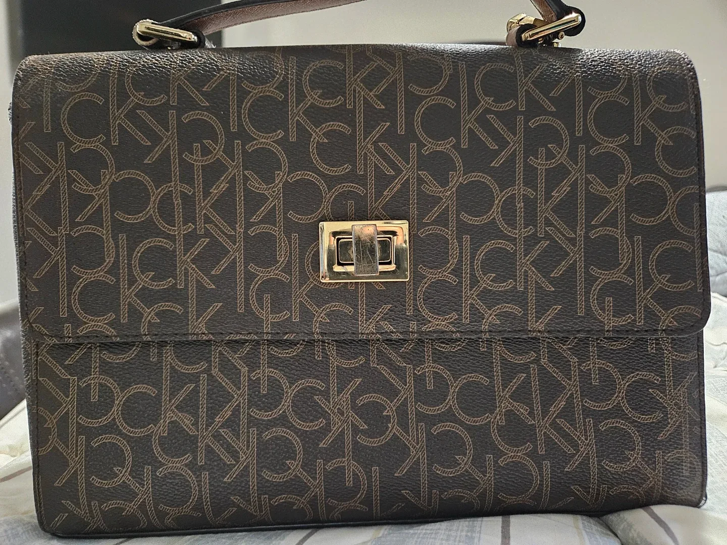 Calvin Klein Brown Patterned Satchel image indicator(2)