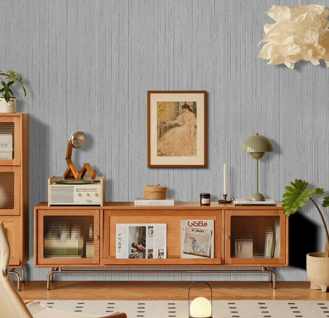 Silver Grasscloth Textured Peel & Stick Wallpaper 23.6"x196" image indicator(5)