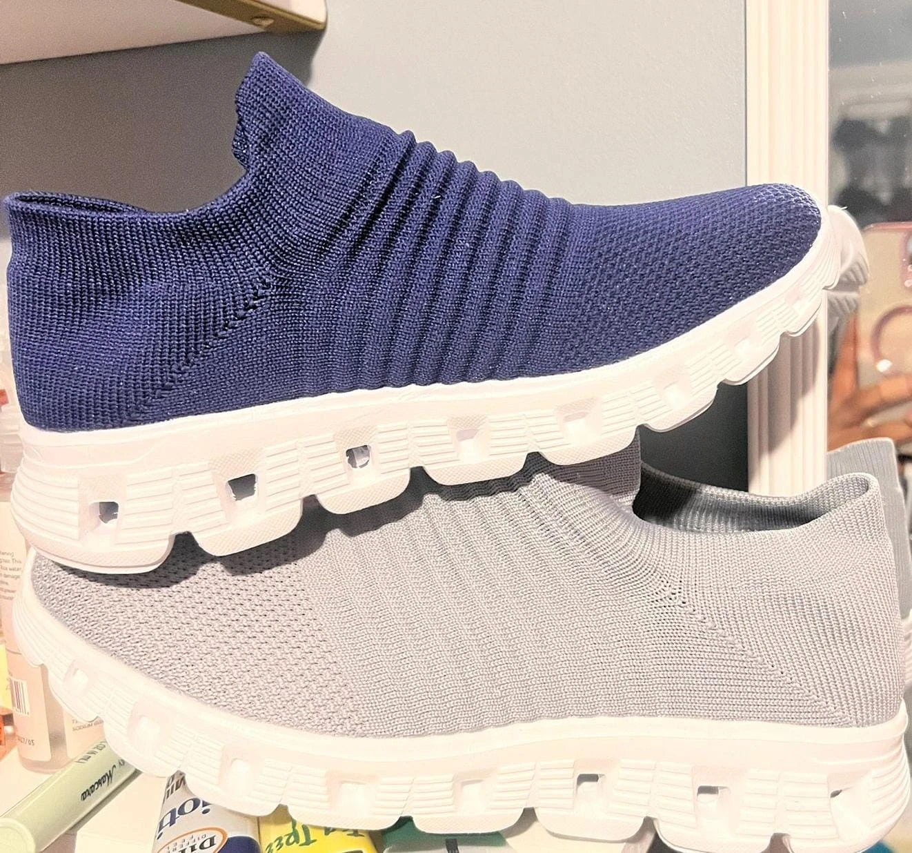 Blue & Gray Slip-On Sneakers 🥕 I am in. Day 4