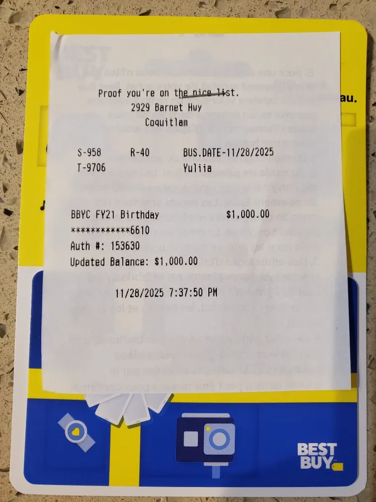 Best Buy $1000 Giftcard