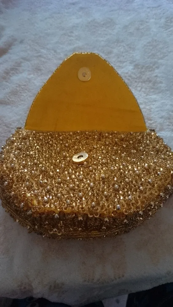 Gold Beaded Evening Clutch Purse image indicator(2)
