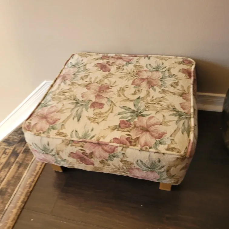 Old Cushion Top Foot Stool 10" tall 21" x 19" image indicator(3)