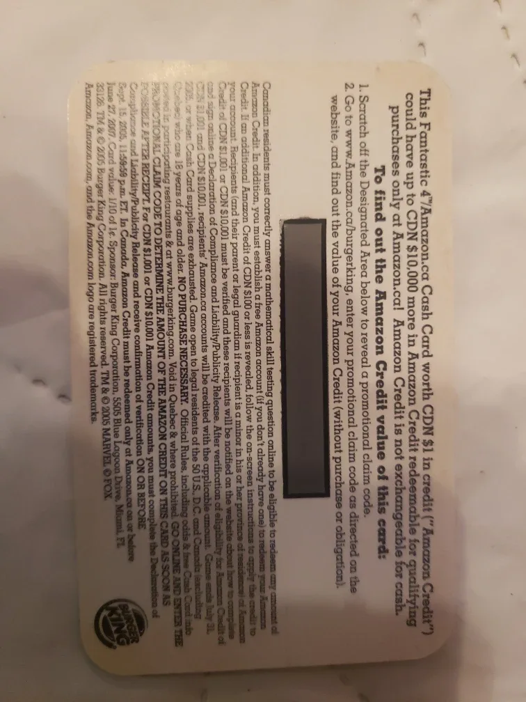 Amazon.ca Fantastic 4 Cash Card image indicator(2)