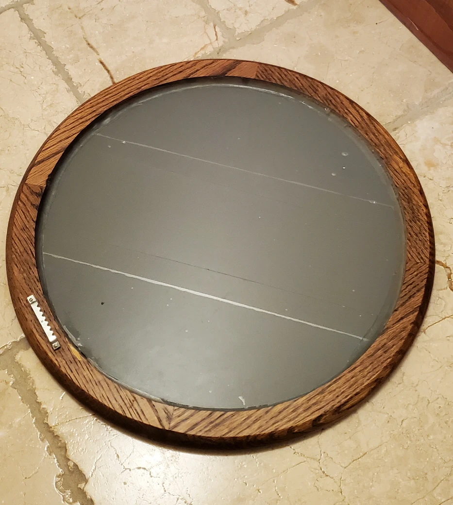 Round Wooden Framed Mirror - photo 2