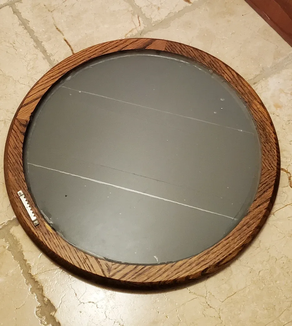 Round Wooden Framed Mirror image indicator(2)