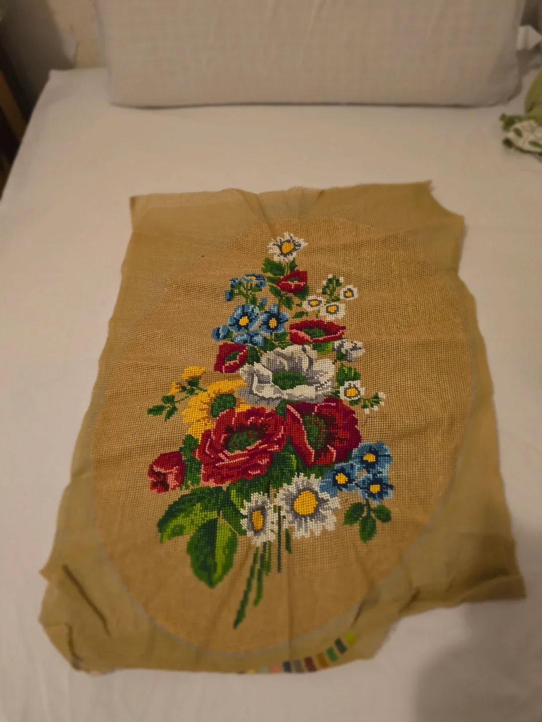 COMPLETED Vintage Floral Needlepoint Canvas thumbnail