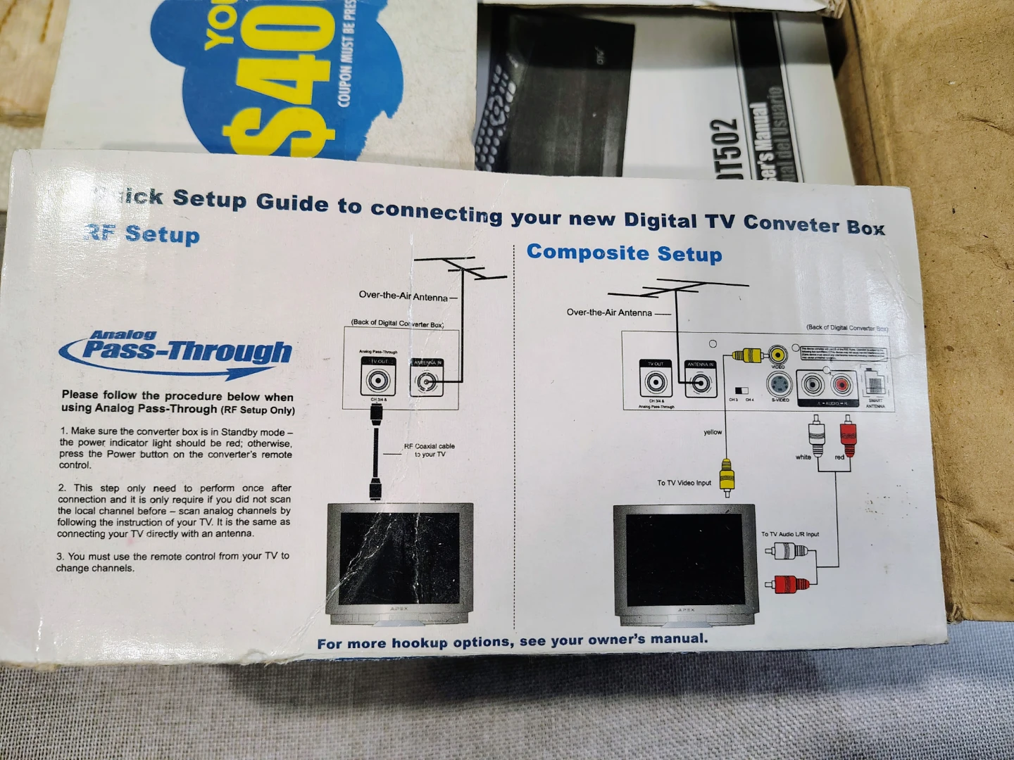 Apex DT250A Digital TV Converter Box with Analog Pass-Through - photo 4