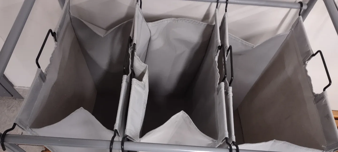 Triple Laundry Sorter Hamper - Grey. image indicator(5)