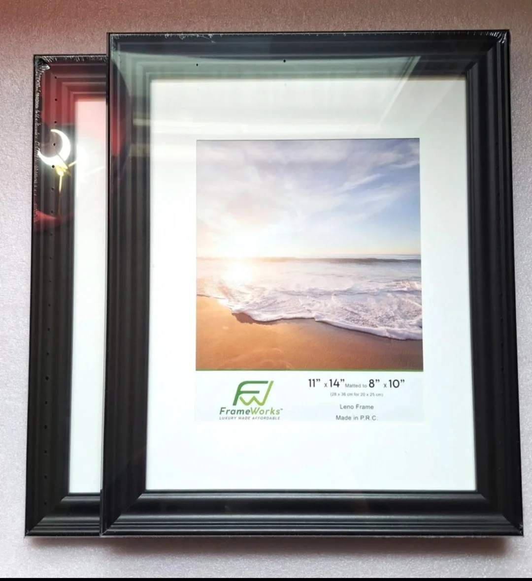 Lot - Two 11" x 14" Matted to 8" x 10" Black Wood Picture Frames