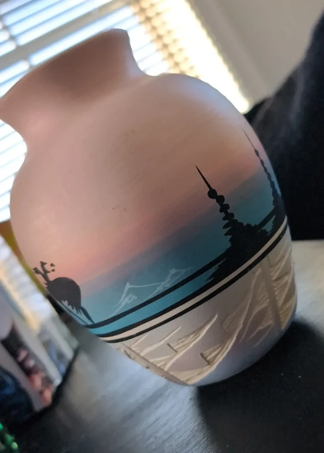 Vintage Navajo etched pottery Vase image indicator(2)