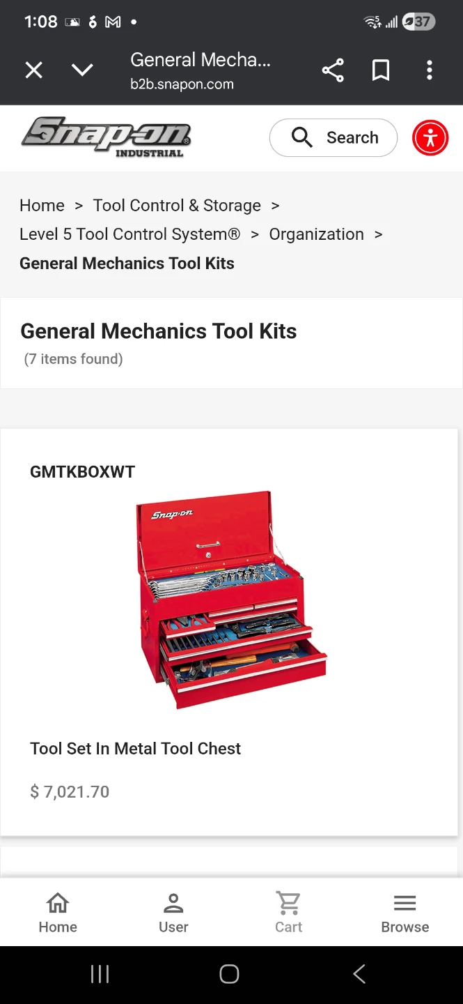 Snap-on GMTKBOXWT Tool Set in Metal Tool Chest