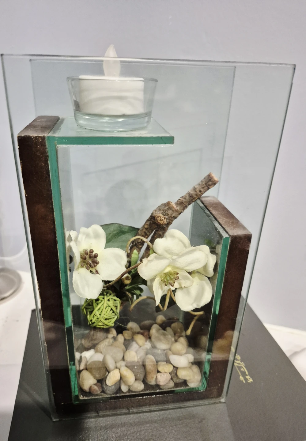 Glass Candle Holder with Floral Arrangement - photo 2