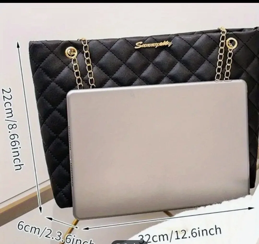 Black Quilted Shoulder Bag image indicator(3)