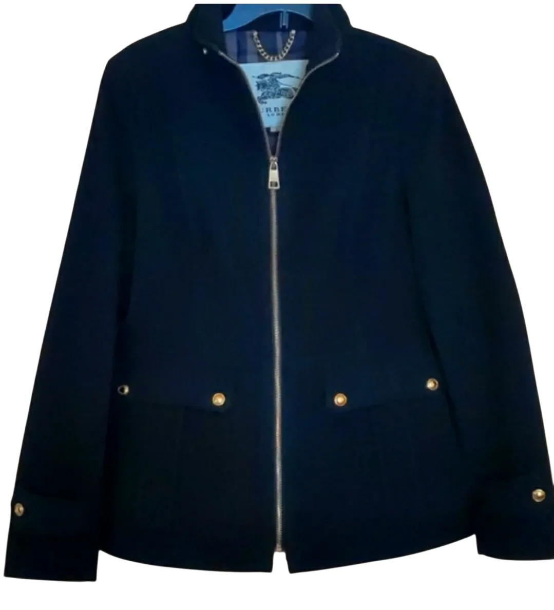 Burberry Wool Jacket w grey nova print plaid lining image indicator(2)