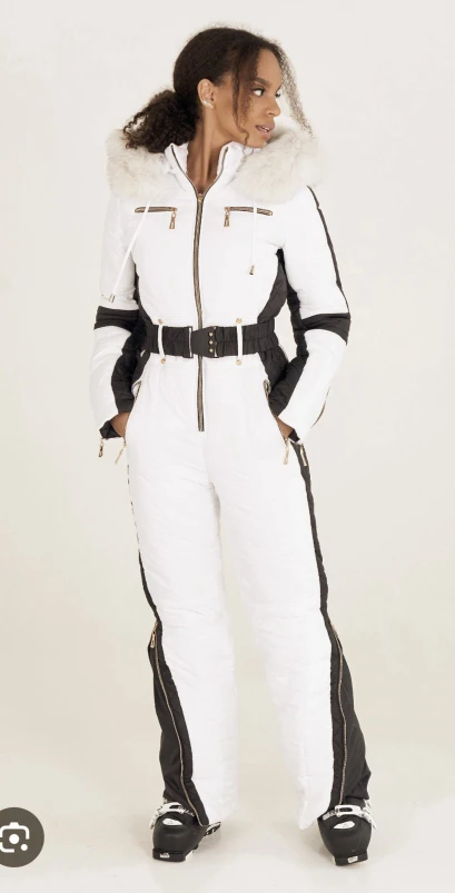 Off-White Snowsuite/Ski Suit with Fur Hood