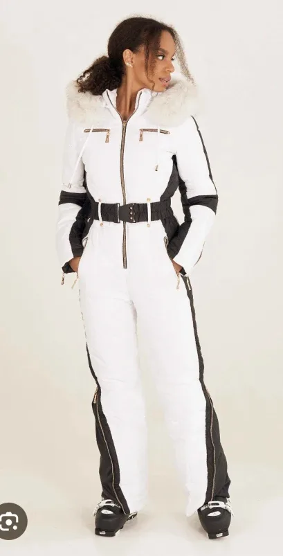 Off-White Snowsuite/Ski Suit with Fur Hood