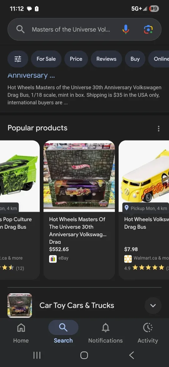 Hot Wheels Masters of the Universe Volkswagen Drag Bus