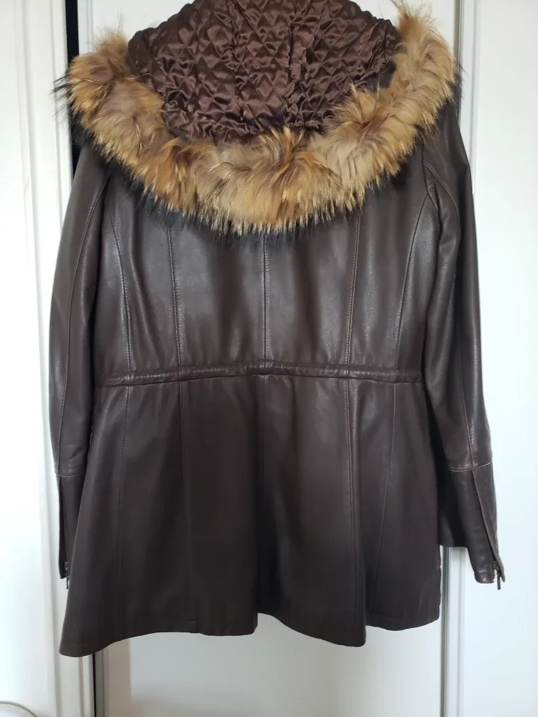 Danier Leather Coat with Fur Hood image indicator(2)