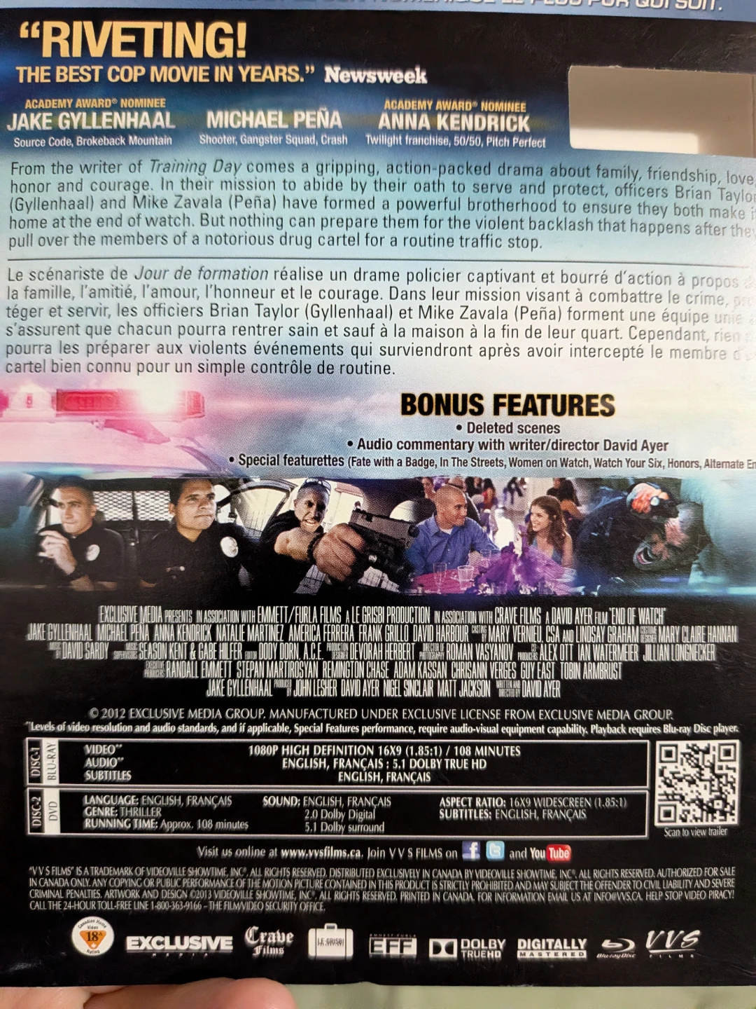 NEW End of Watch Blu-Ray + DVD Pac SEALED - photo 4