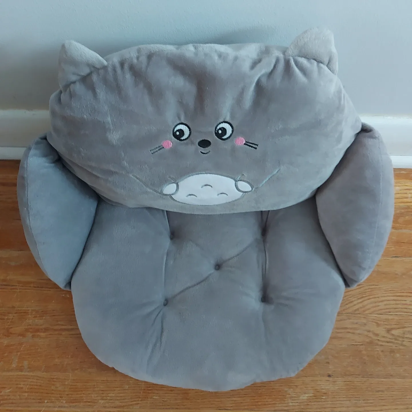 Cute Grey Cat Plush Chair Cushion image indicator(2)