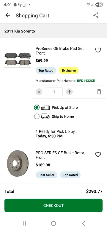 Pro-Series OE Brake Pads & Rotors - Kia Sorento 2011 image indicator(3)