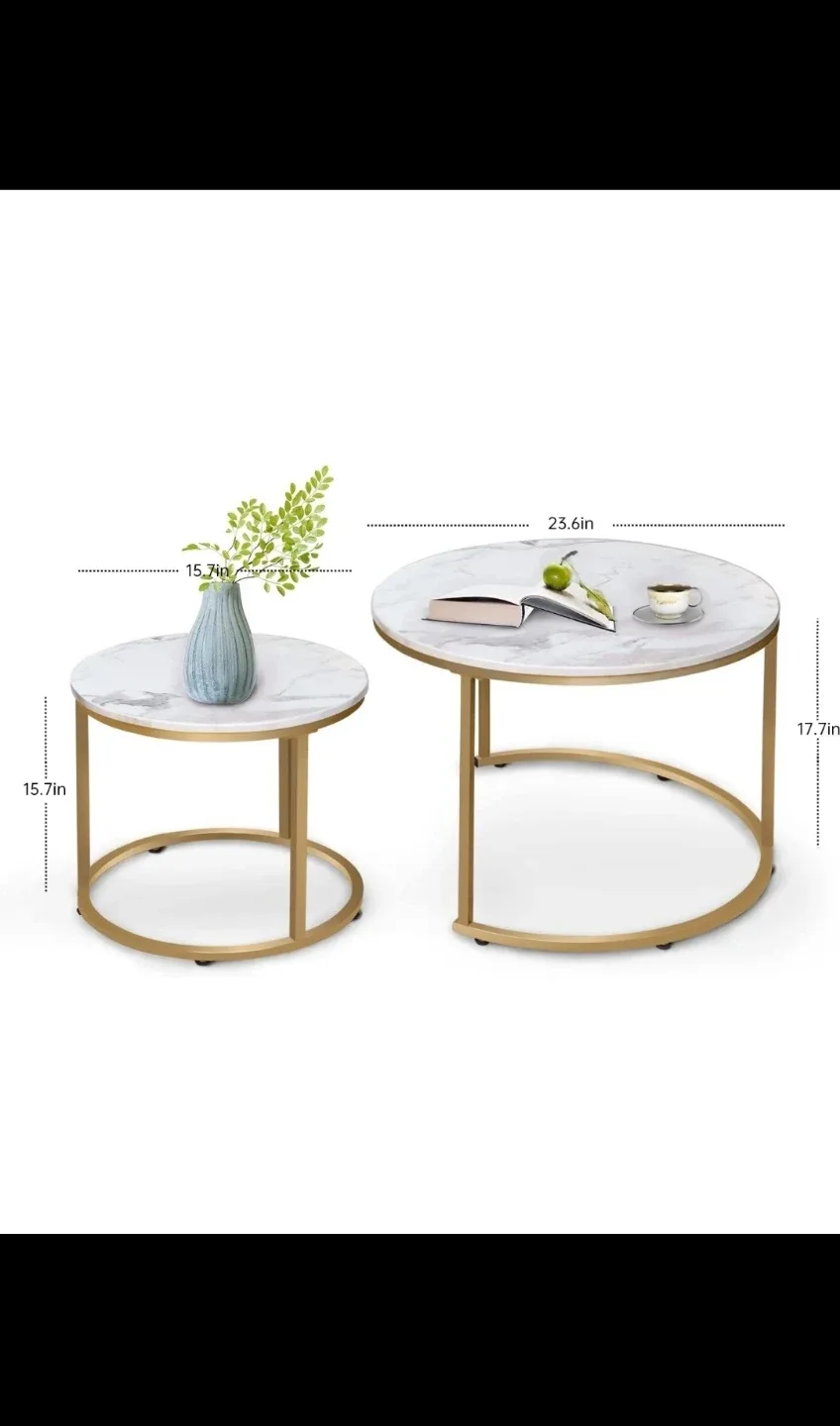 Faux Marble-Finish Coffee Tables set (2 new pcs) image indicator(5)