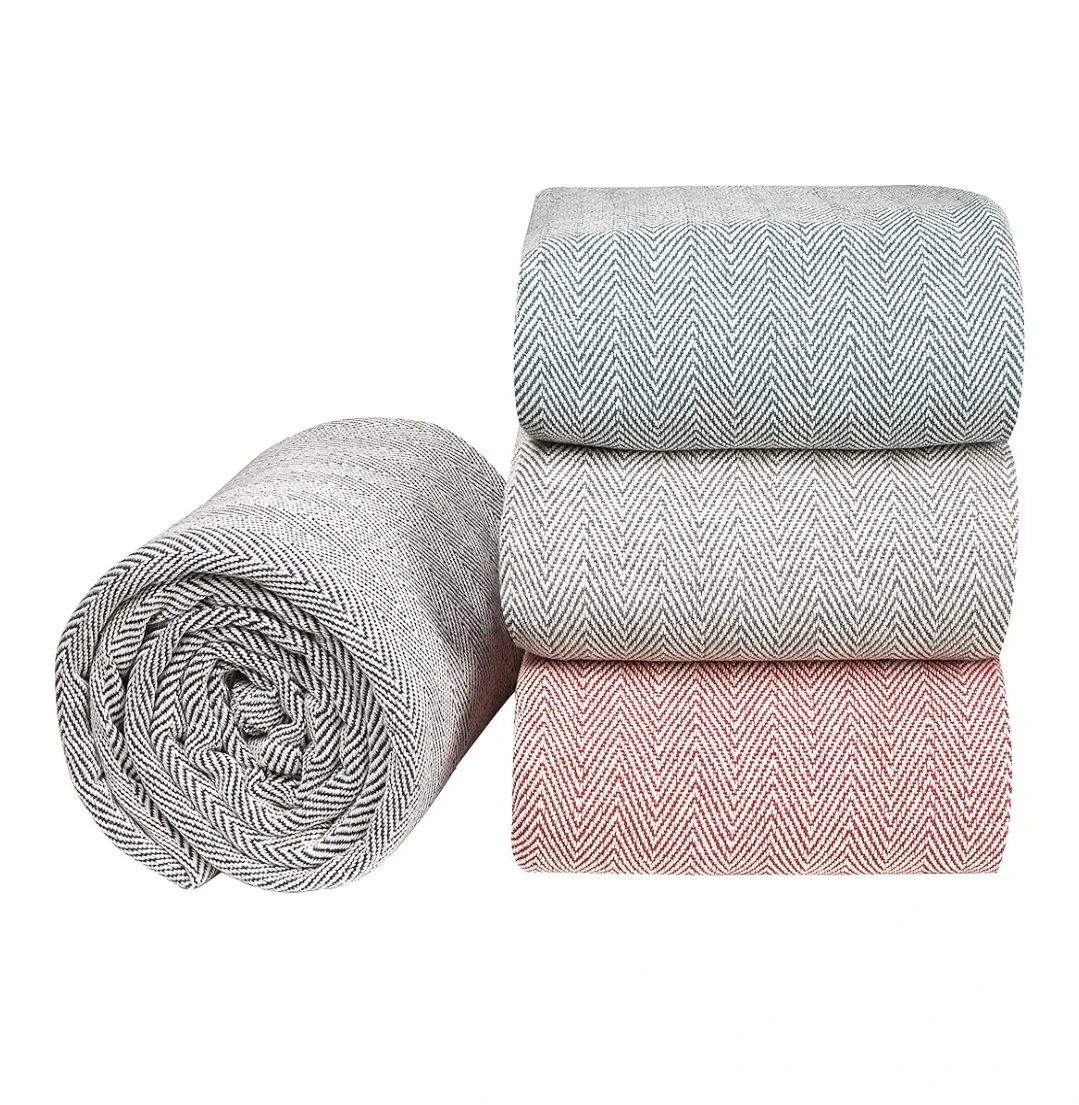 Glamburg Herringbone Weave Cotton Thermal Blanket Twin - photo 4