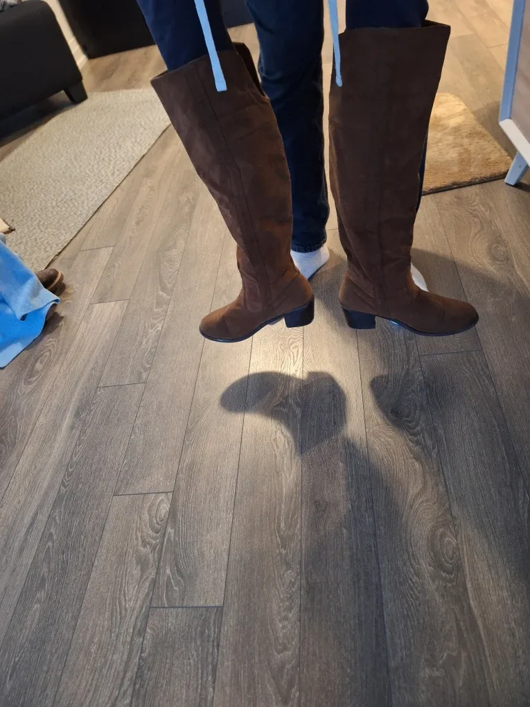 Brown Suede-Like Over-the-Knee Boots image indicator(2)