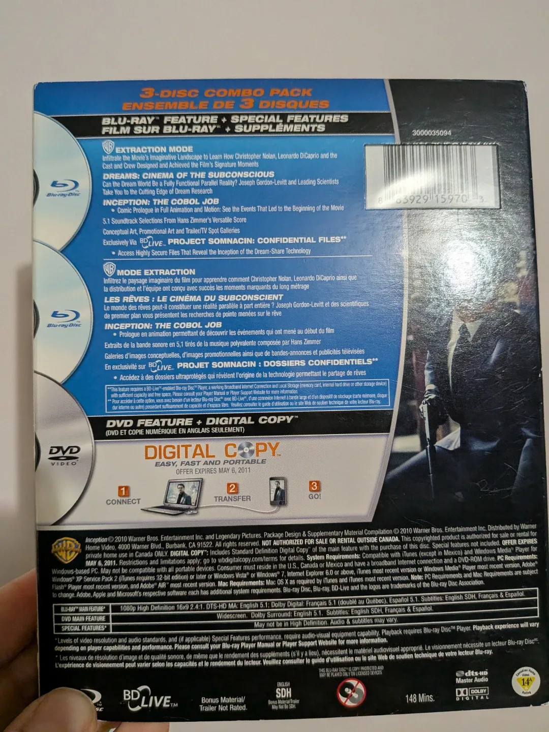 Inception Blu-ray + DVD + Digital Copy image indicator(3)