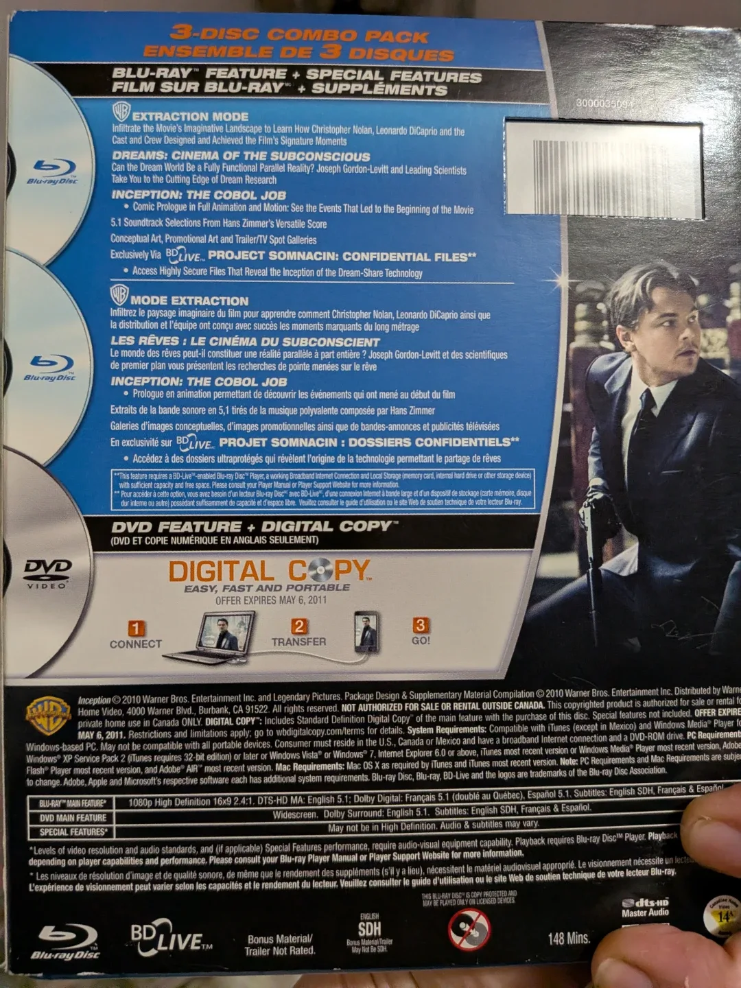 Inception Blu-ray + DVD + Digital Copy image indicator(4)