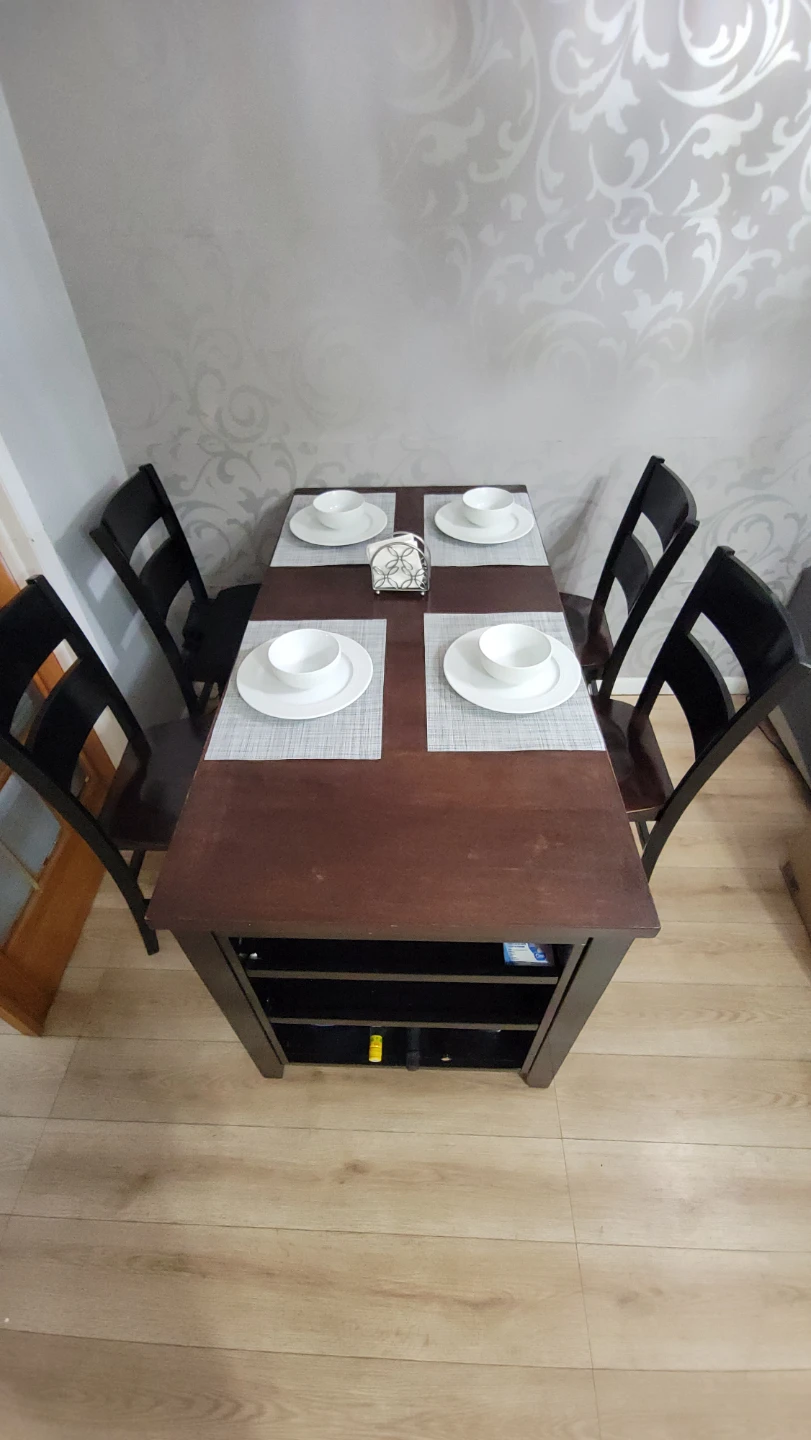 Dining Table with 4 Chairs - Brown/Black - photo 2