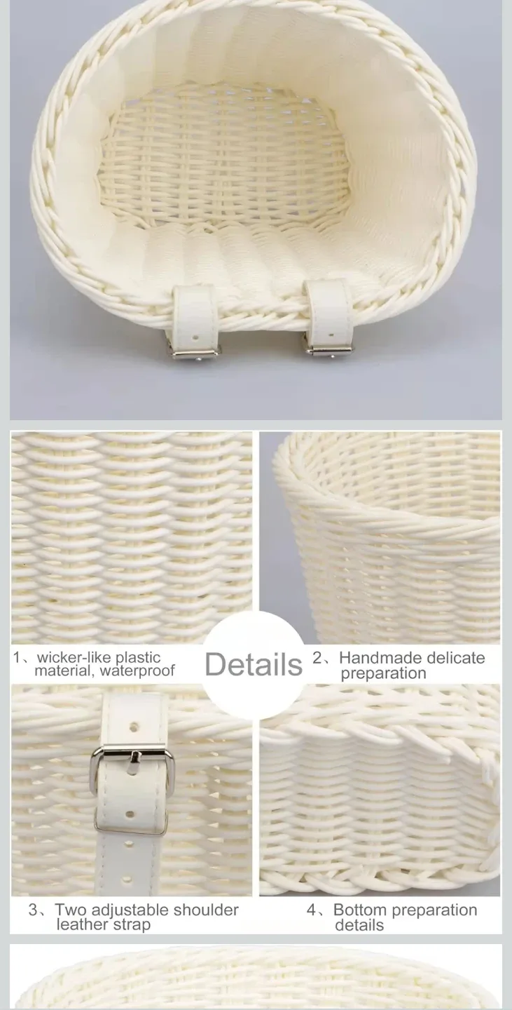 Wicker-like Plastic Waterproof Bike Basket image indicator(4)