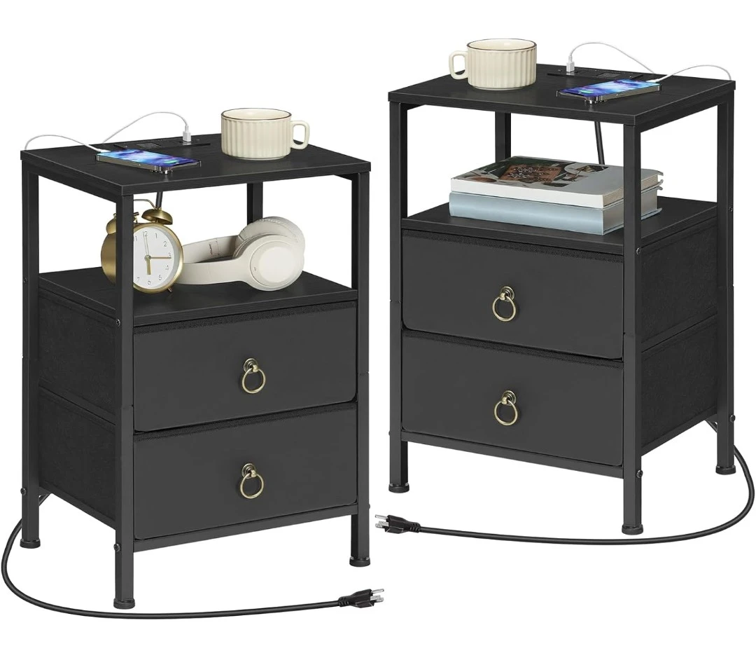 Set of 2 Black Nightstands - photo 2