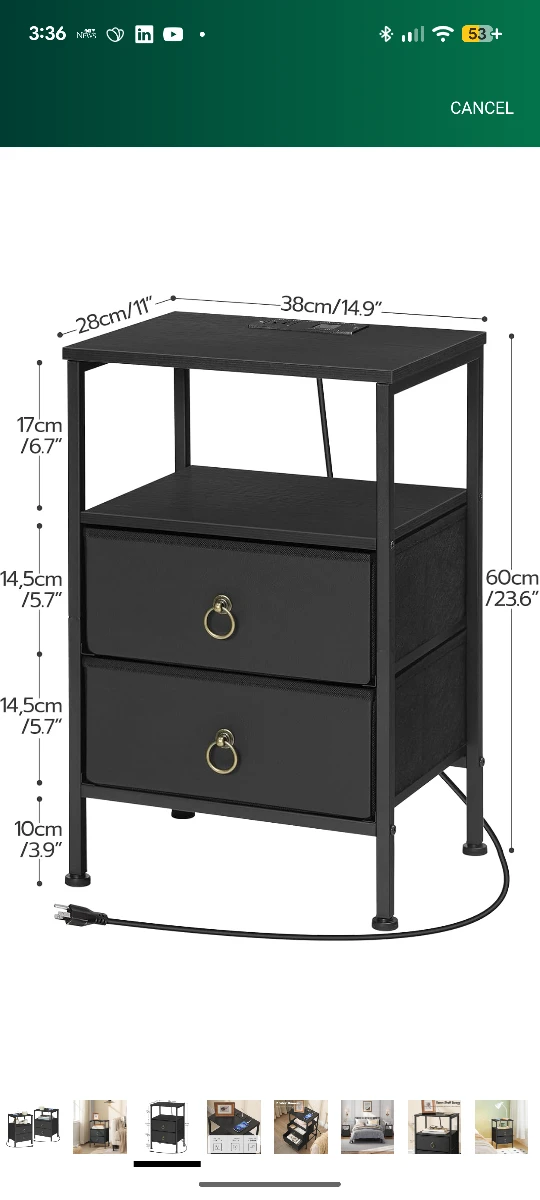 Set of 2 Black Nightstands - photo 4