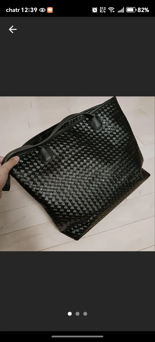 Black Woven Tote Bag image indicator(2)