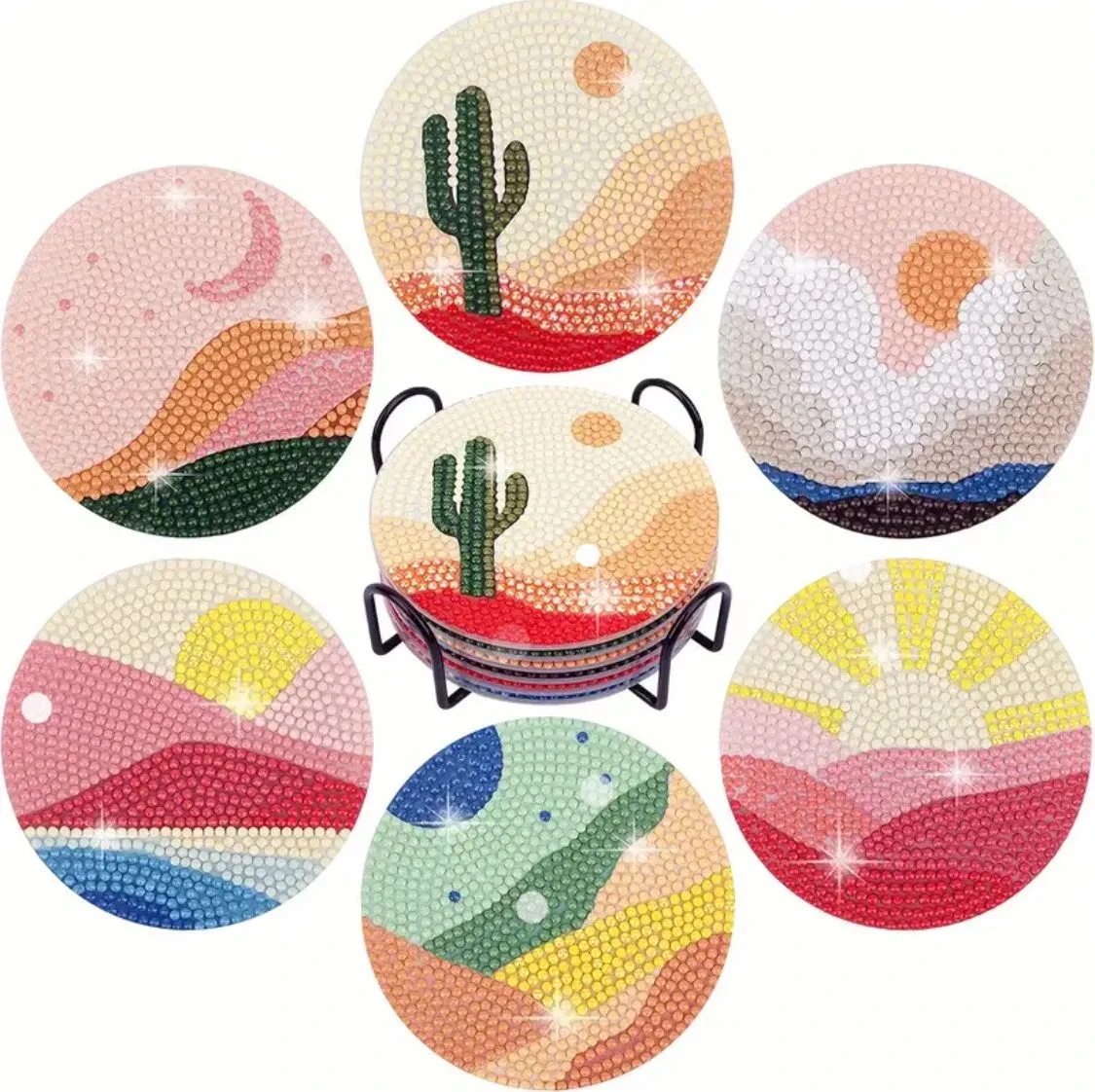 Assorted Decorative Coaster Set with Holder image indicator(7)