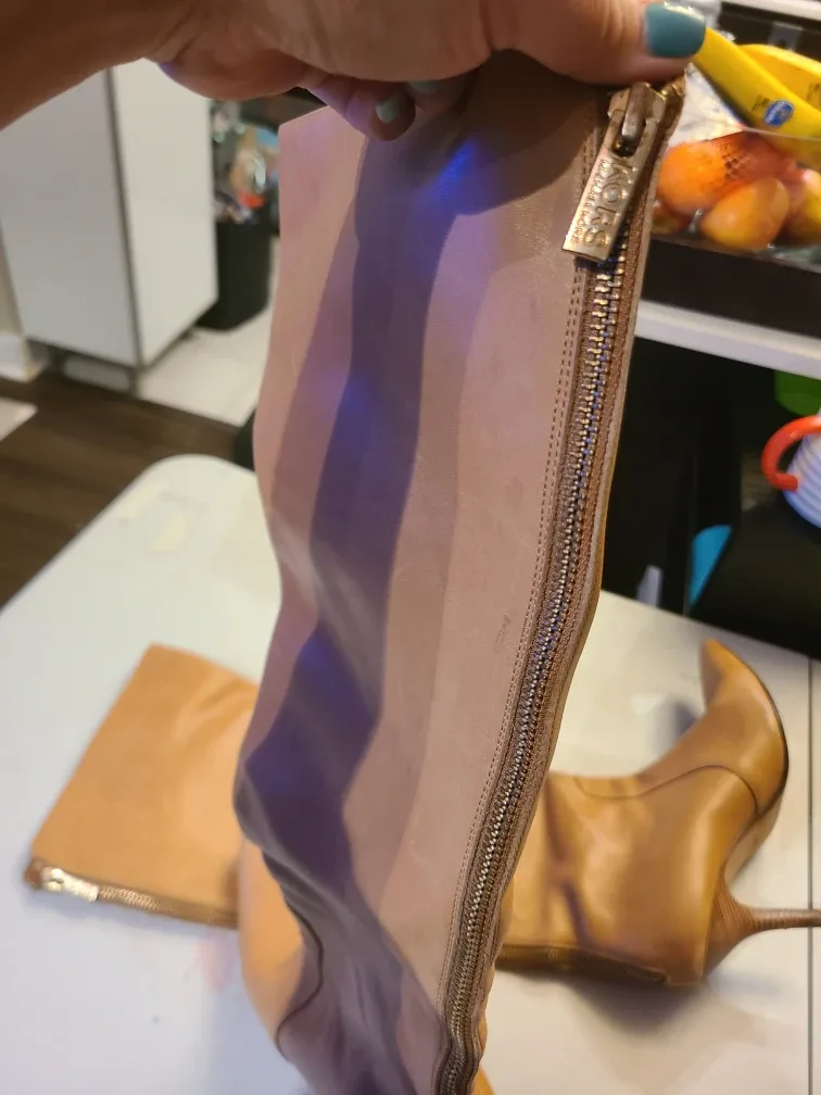 Michael kors Tan Leather Knee-High Heel Boots image indicator(7)