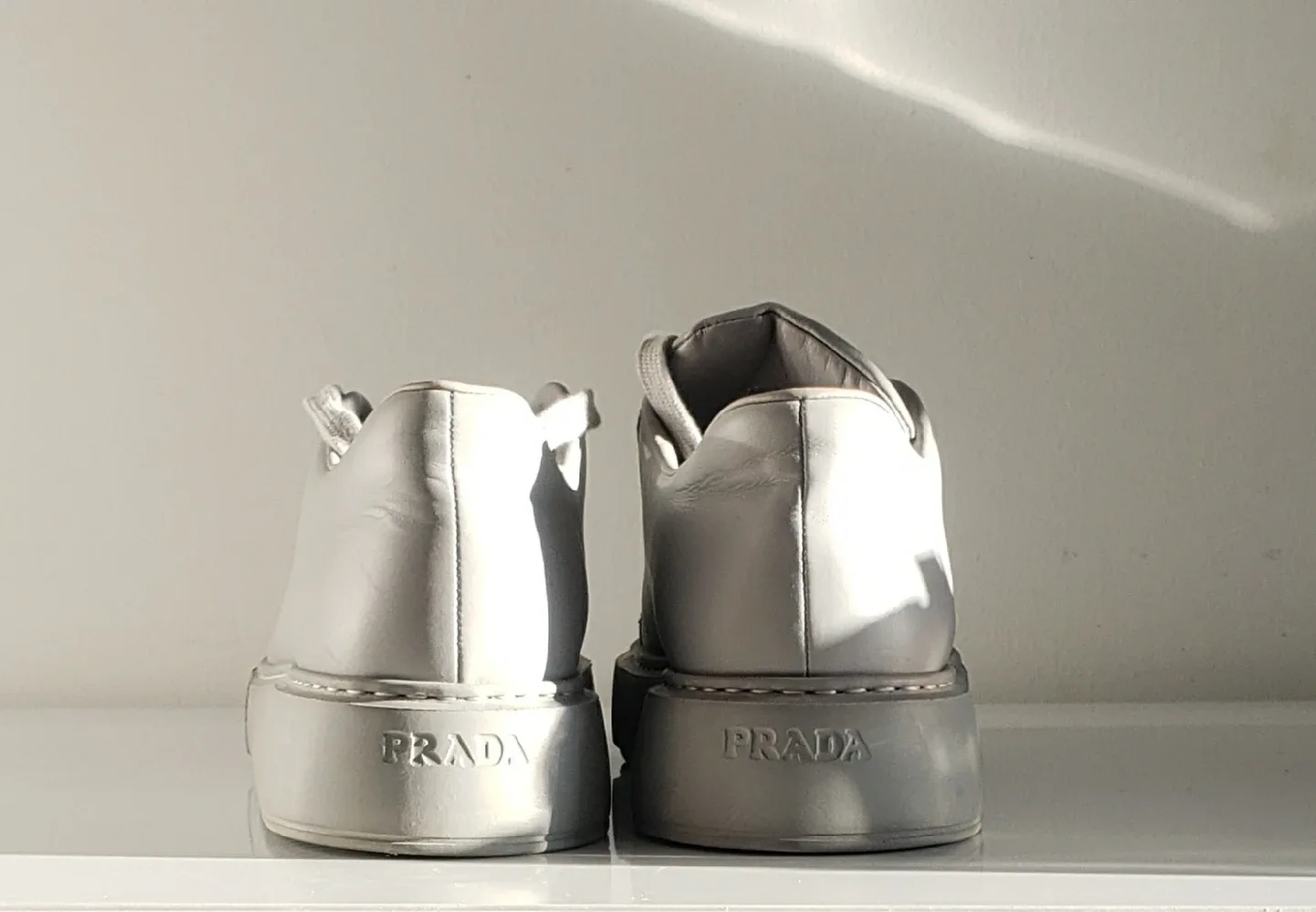 Prada Dove Grey Leather Sneakers - Size 7 image indicator(4)
