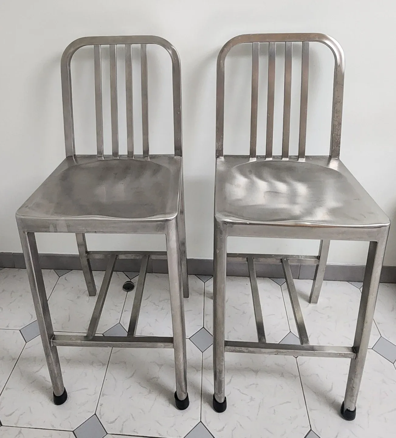 Set of 2 Stainless Steel Counter Height Bar Stools