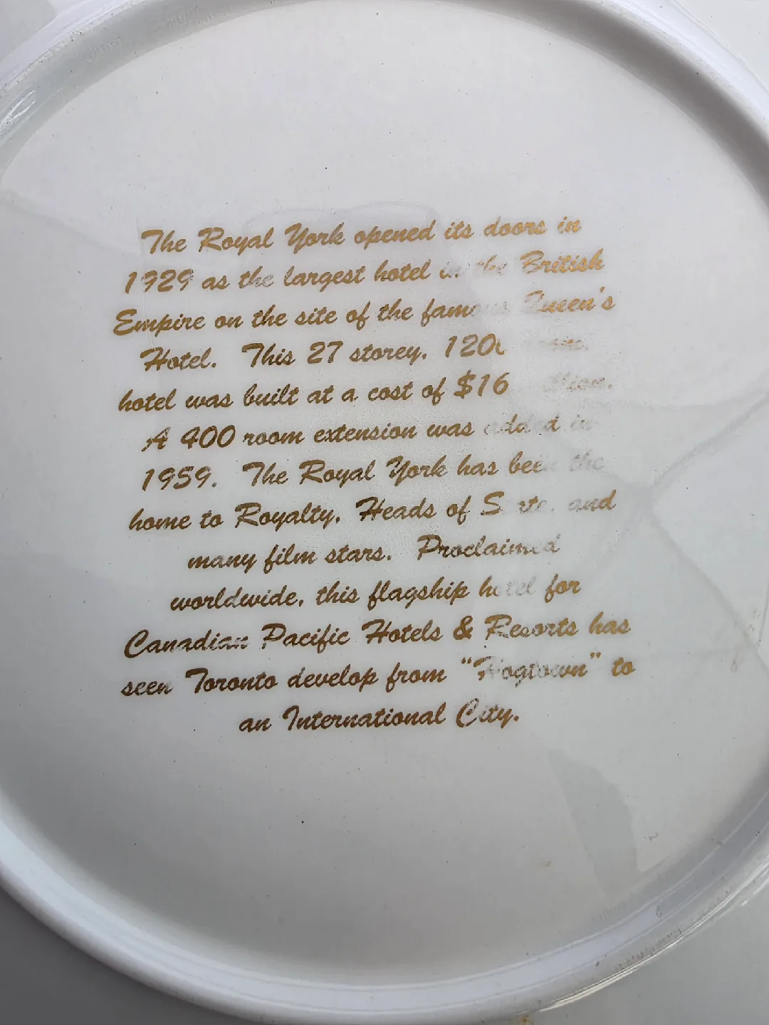 Royal York Plate - Canadian Pacific Hotels & Resorts image indicator(3)