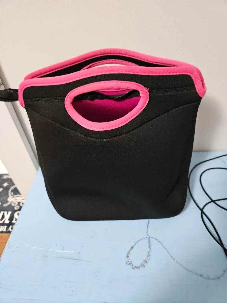 BUILT NY Black & Pink Neoprene Lunch Tote